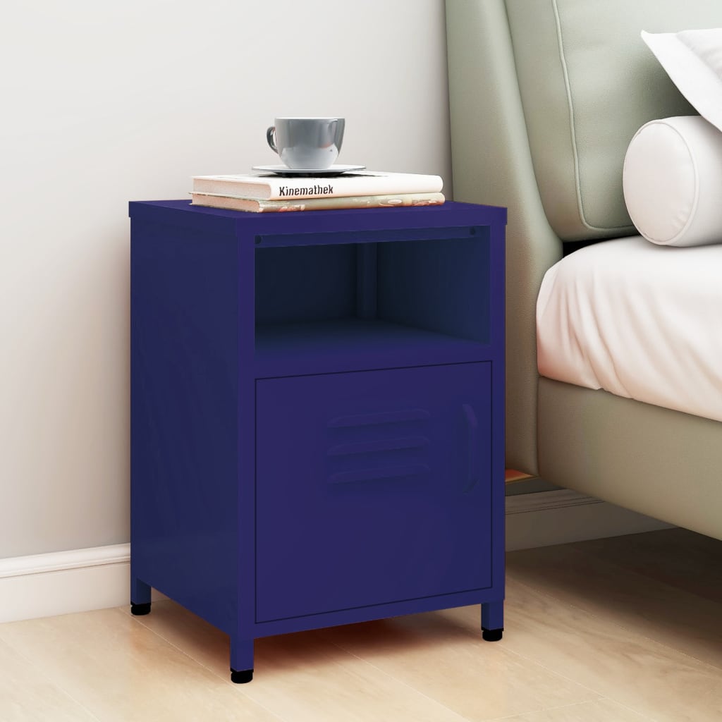 Bedside table, dark blue, 35x35x51cm, steel