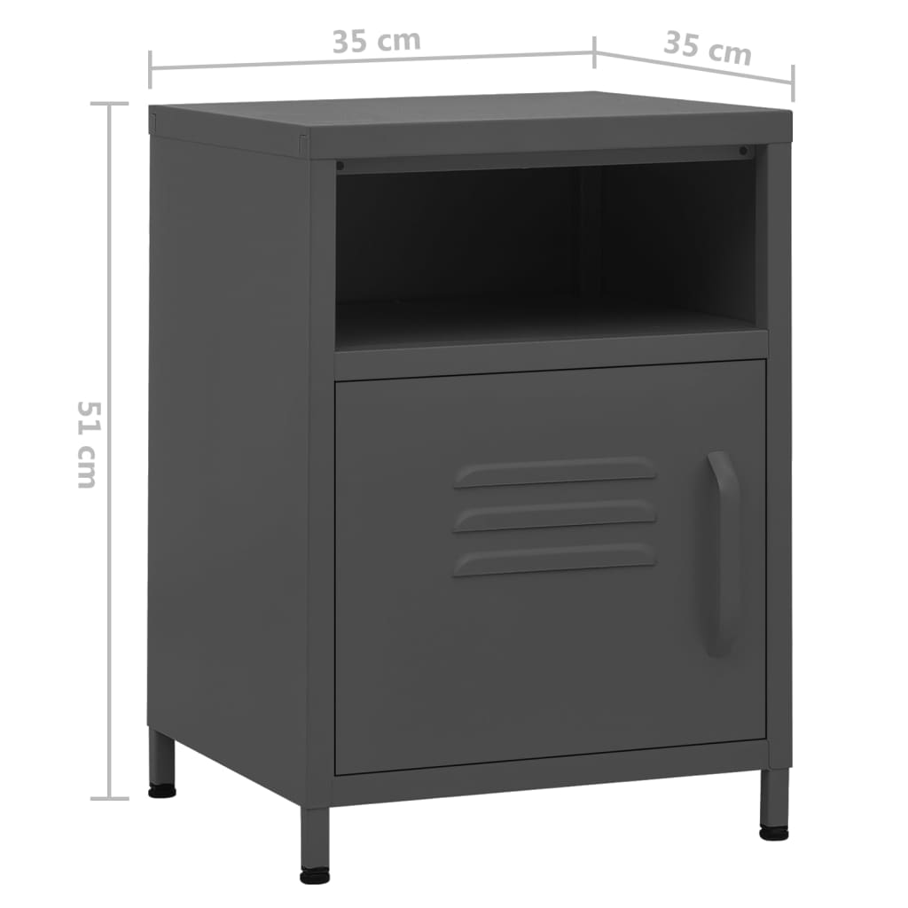 Bedside table, anthracite, 35x35x51cm, steel