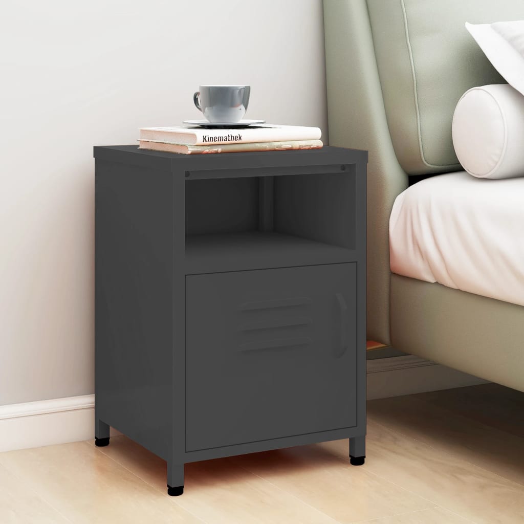 Bedside table, anthracite, 35x35x51cm, steel