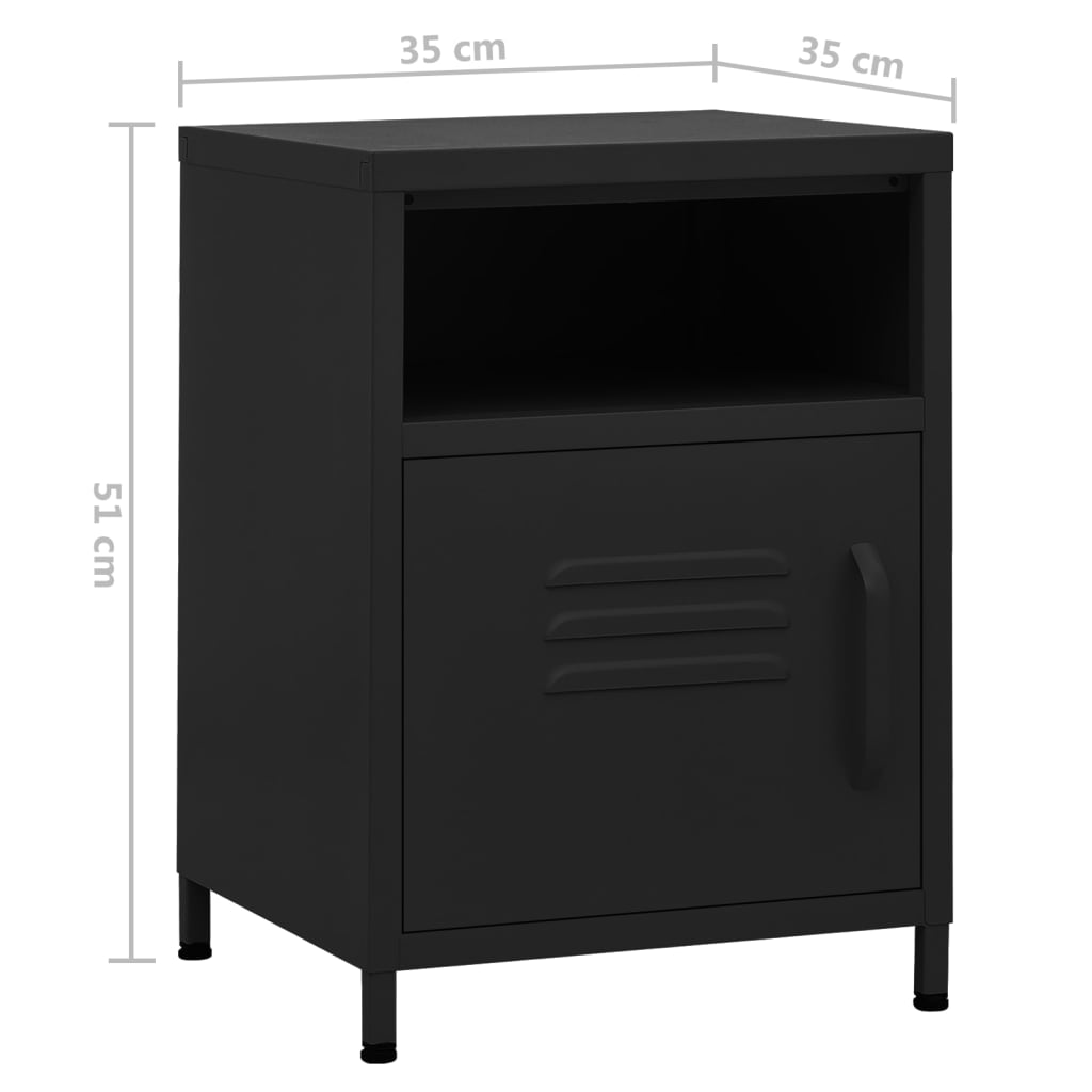 Nightstand, black, 35x35x51cm, steel
