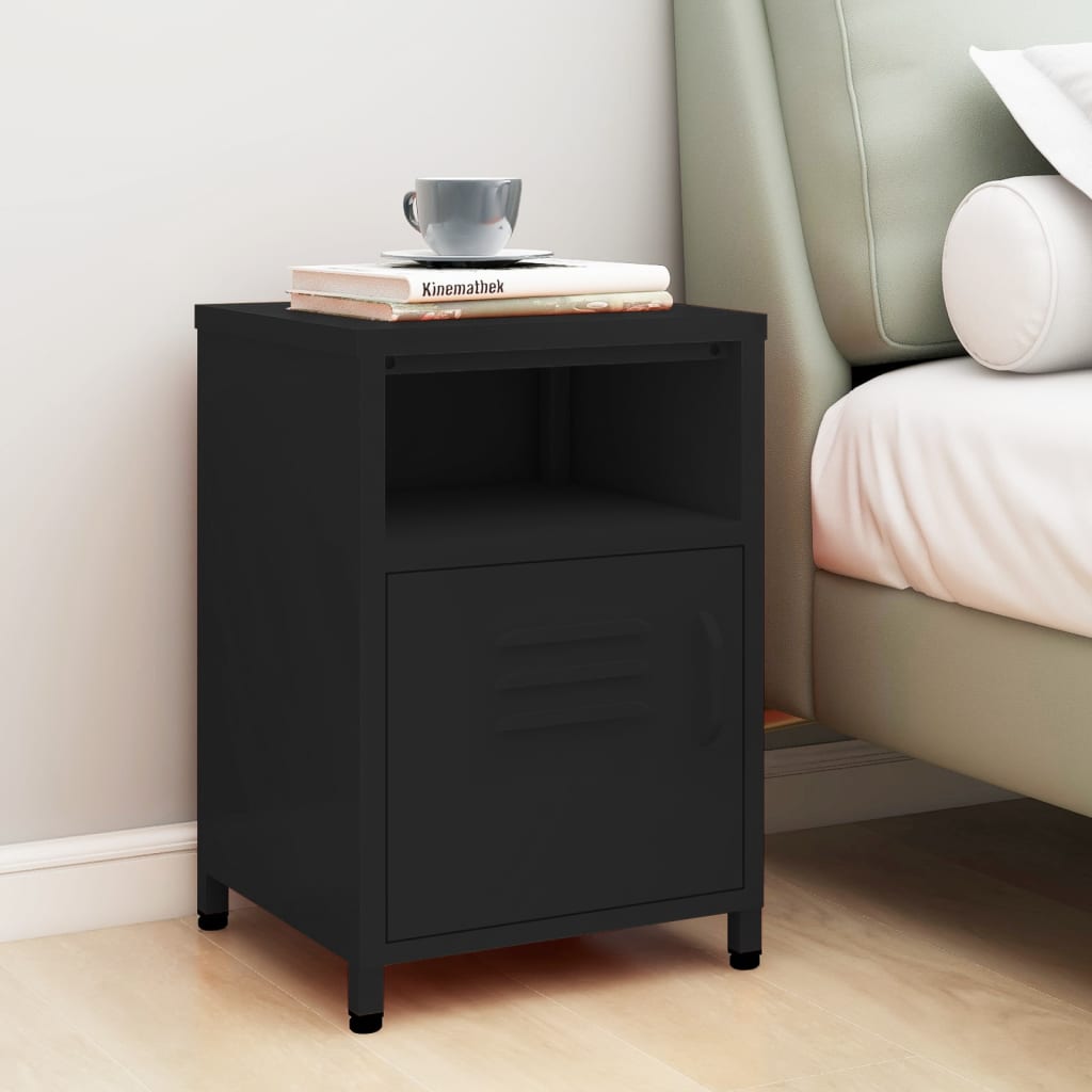 Nightstand, black, 35x35x51cm, steel