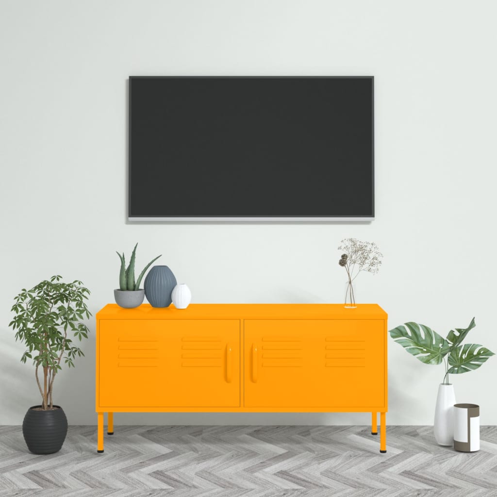Televizoriaus spintelė, garstyčių geltona, 105x35x50cm, plienas