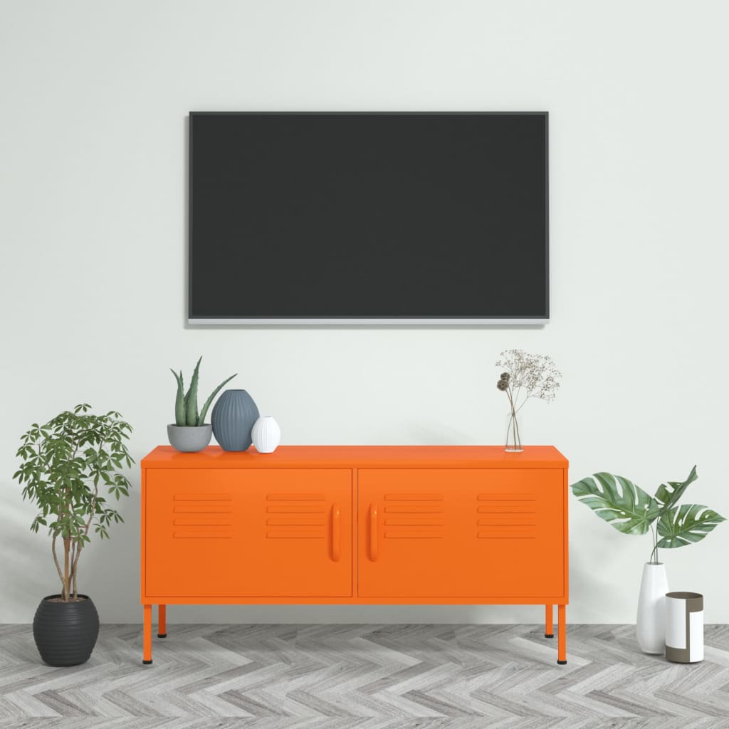 TV cabinet, orange, 105x35x50cm, steel