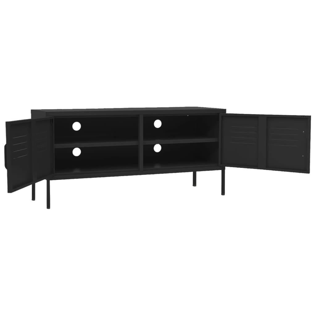 Televizora skapis, melns, 105x35x50cm, tērauds