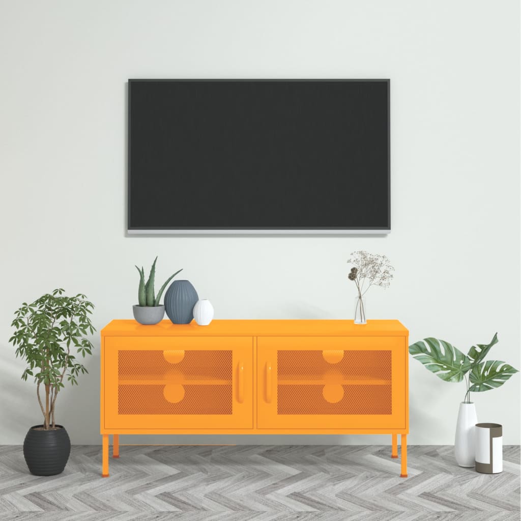 TV skapītis, sinepju dzeltenā krāsā, 105x35x50cm, tērauds