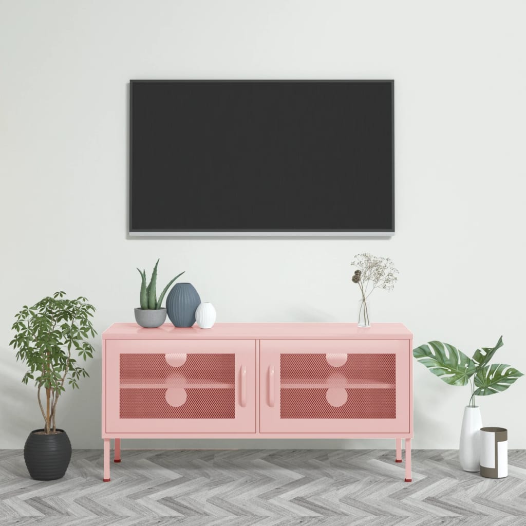TV bench, pink, 105x35x50cm, steel