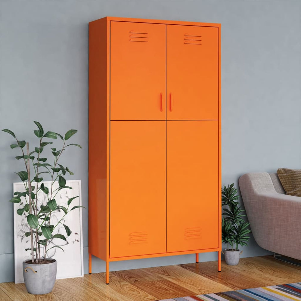 Wardrobe, orange, 90x50x180cm, steel