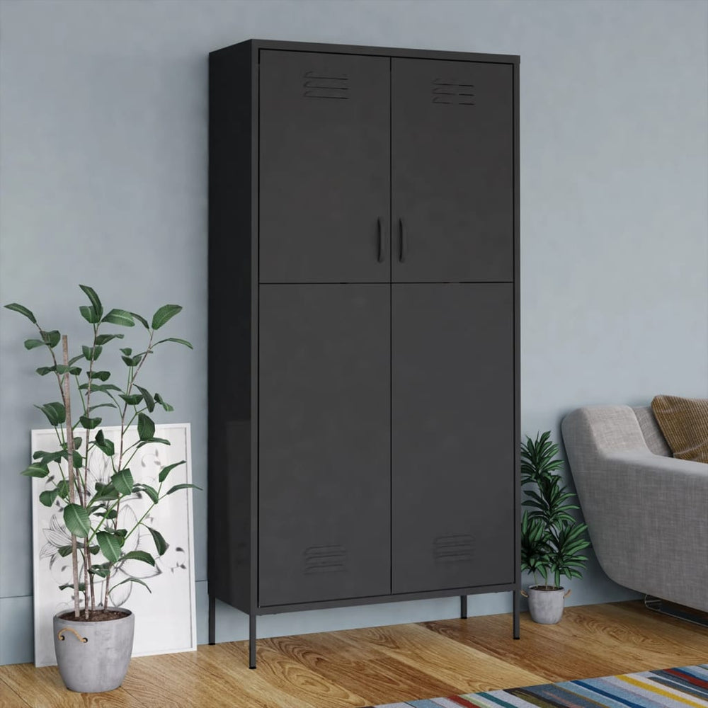 Wardrobe, anthracite, 90x50x180cm, steel