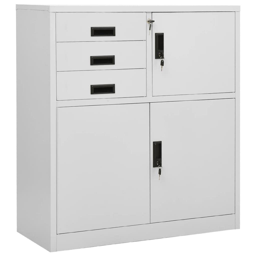Office cabinet, light grey, 90x40x102cm, steel