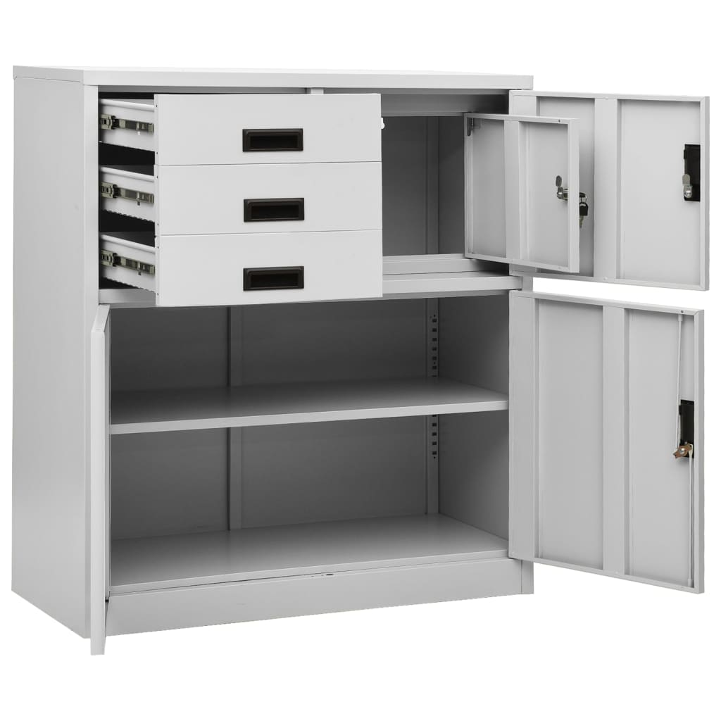 Office cabinet, light grey, 90x40x102cm, steel