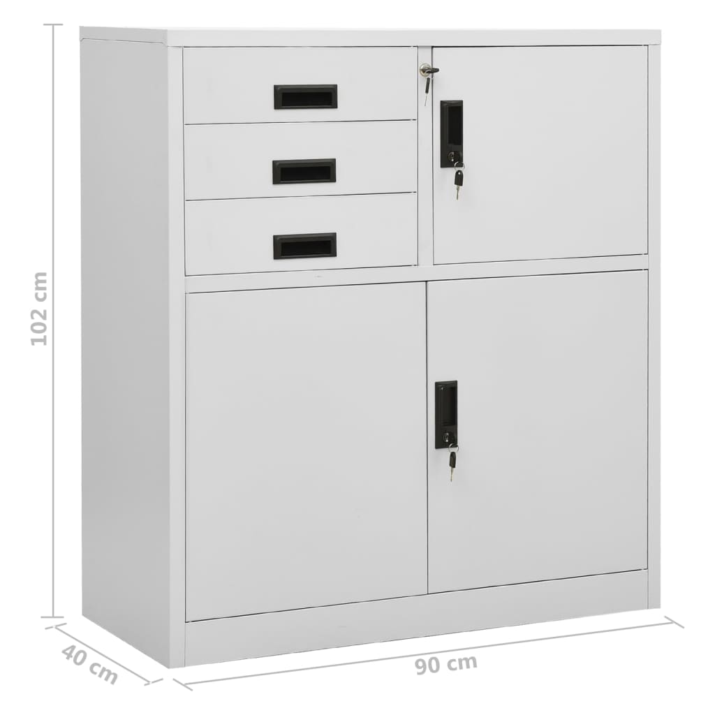 Office cabinet, light grey, 90x40x102cm, steel