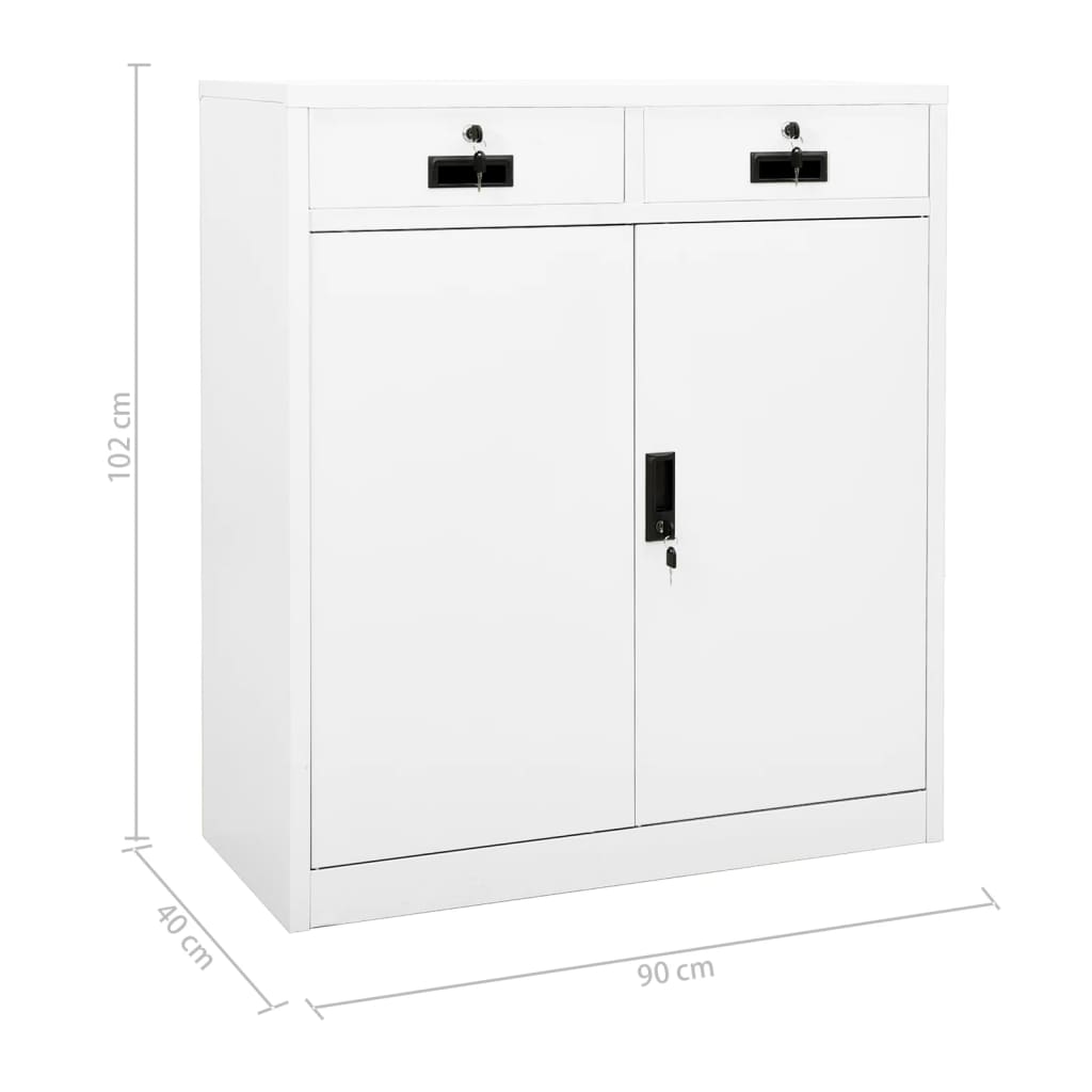 Biroja skapis, balts, 90x40x102cm, tērauds