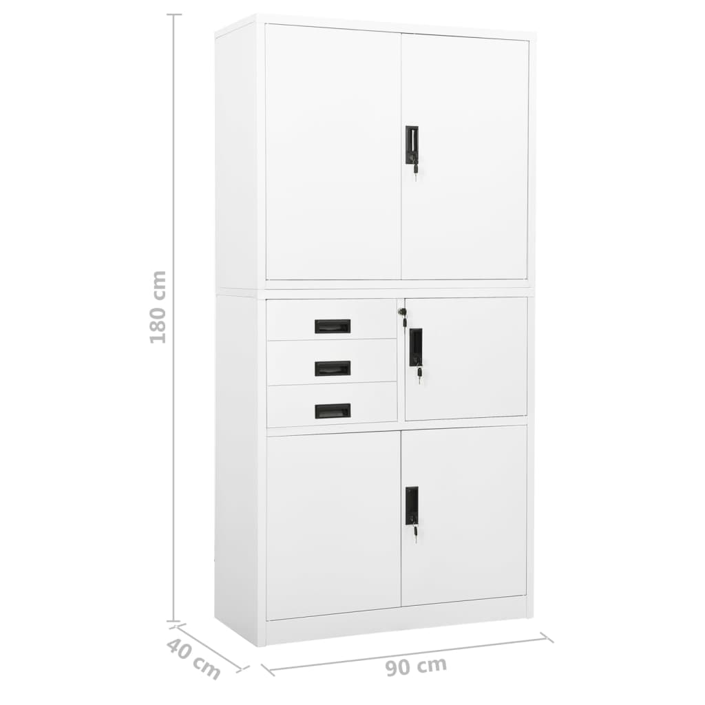 Office cabinet, white, 90x40x180cm, steel