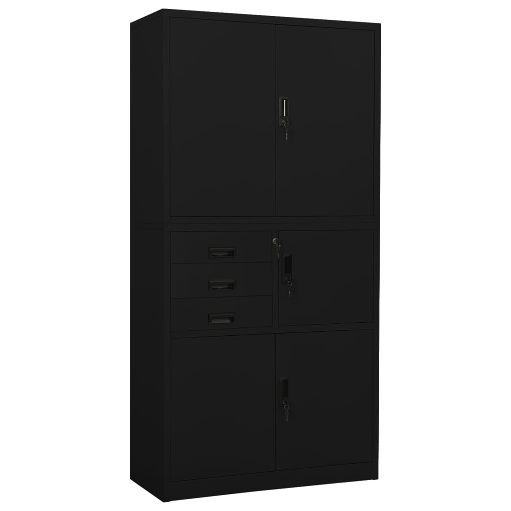Office cabinet, black, 90x40x180cm, steel