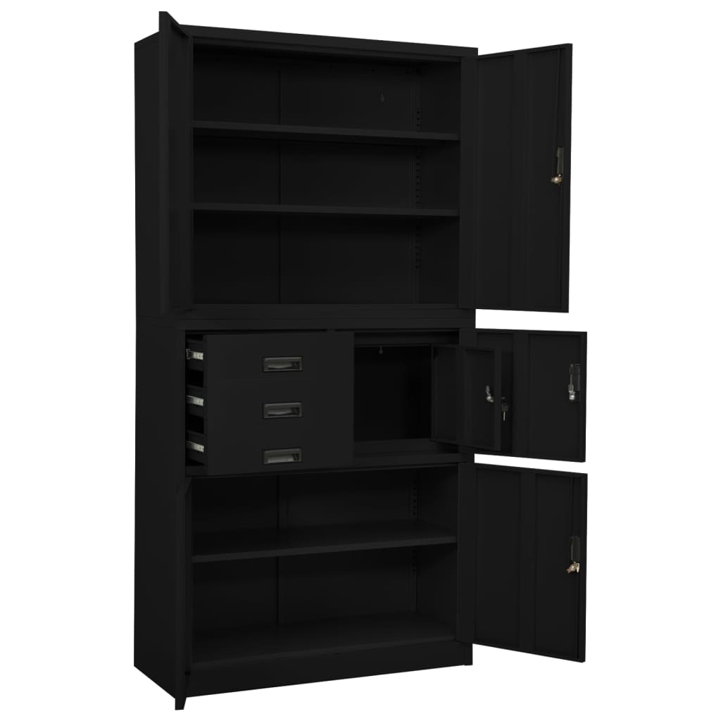 Office cabinet, black, 90x40x180cm, steel
