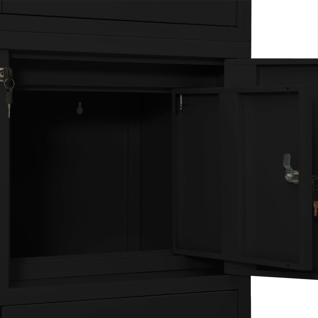 Office cabinet, black, 90x40x180cm, steel