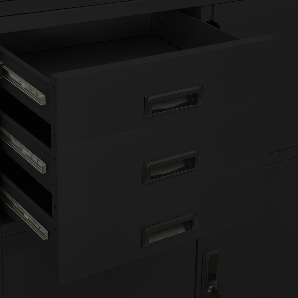 Office cabinet, black, 90x40x180cm, steel