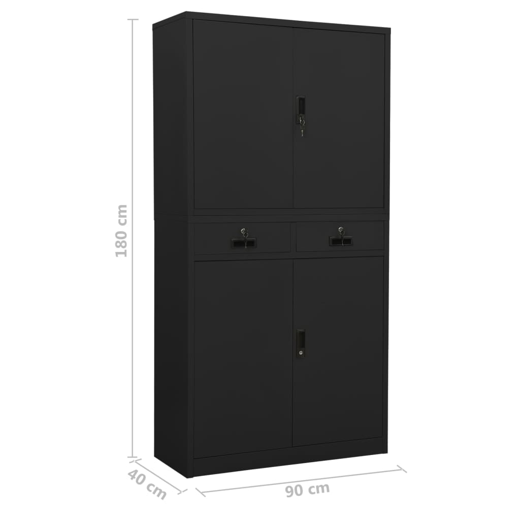 Office cabinet, anthracite, 90x40x180cm, steel
