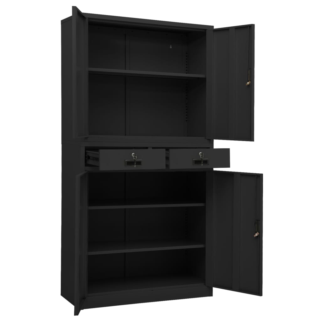 Office cabinet, anthracite, 90x40x180cm, steel