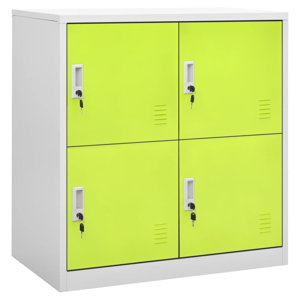 Changing room cabinet, grey and green, 90x45x92.5cm, steel