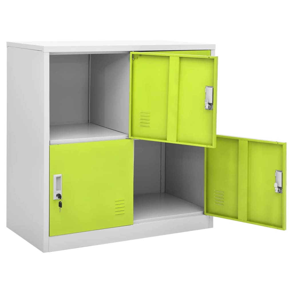 Changing room cabinet, grey and green, 90x45x92.5cm, steel