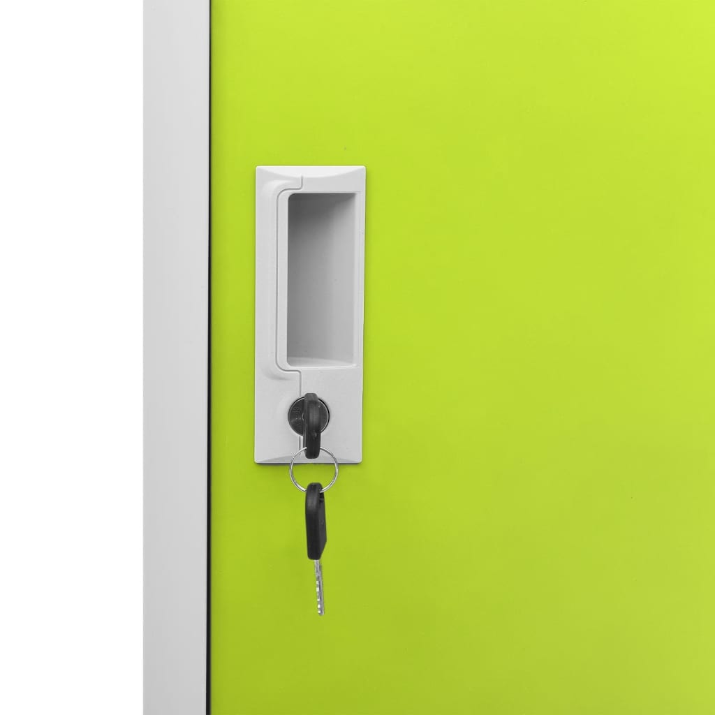 Changing room cabinet, grey and green, 90x45x92.5cm, steel