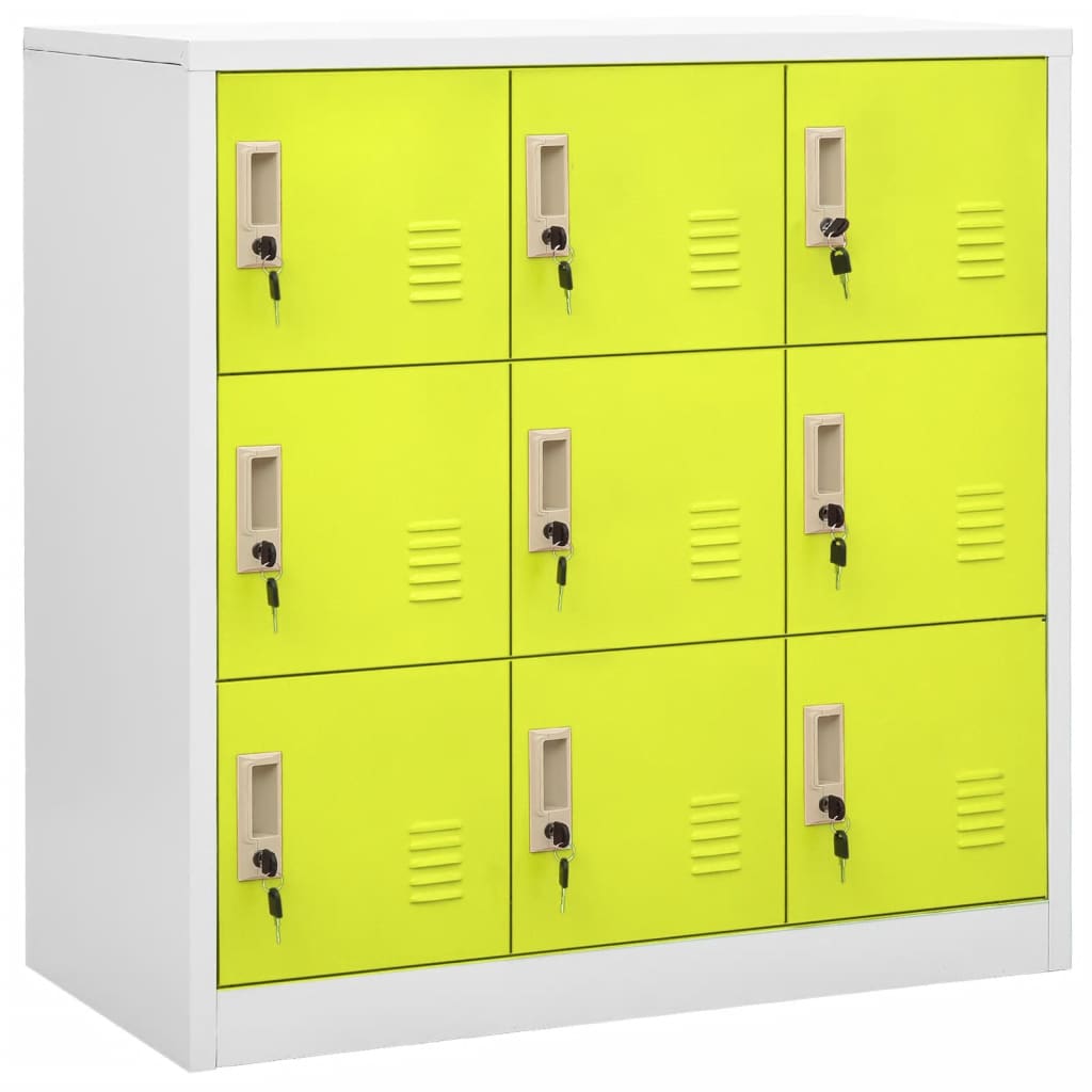 Changing room cabinet, grey and green, 90x45x92.5cm, steel