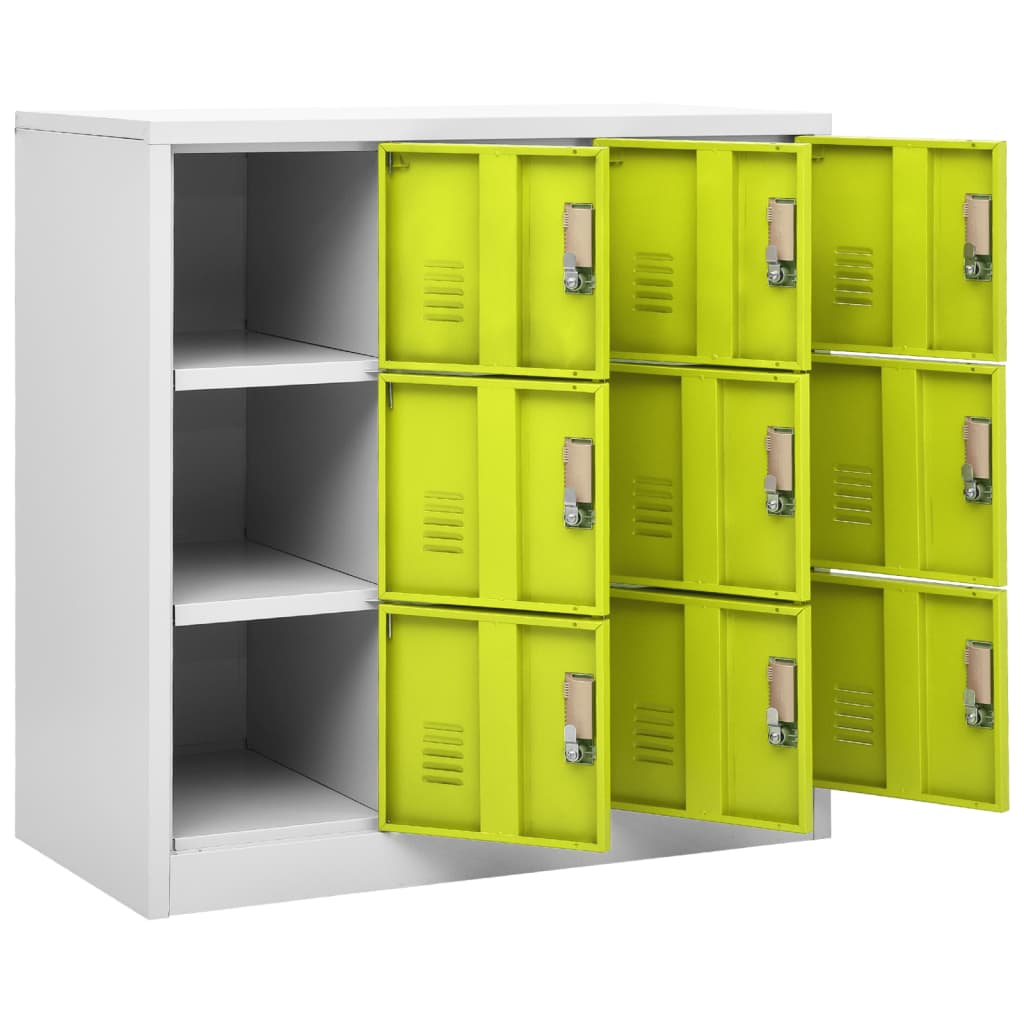 Changing room cabinet, grey and green, 90x45x92.5cm, steel
