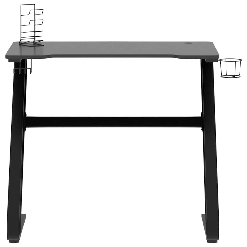 Gaming desk with ZZ-shaped legs, black, 90x60x75cm