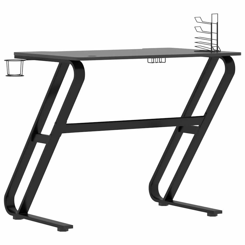 Gaming desk with ZZ-shaped legs, black, 90x60x75cm