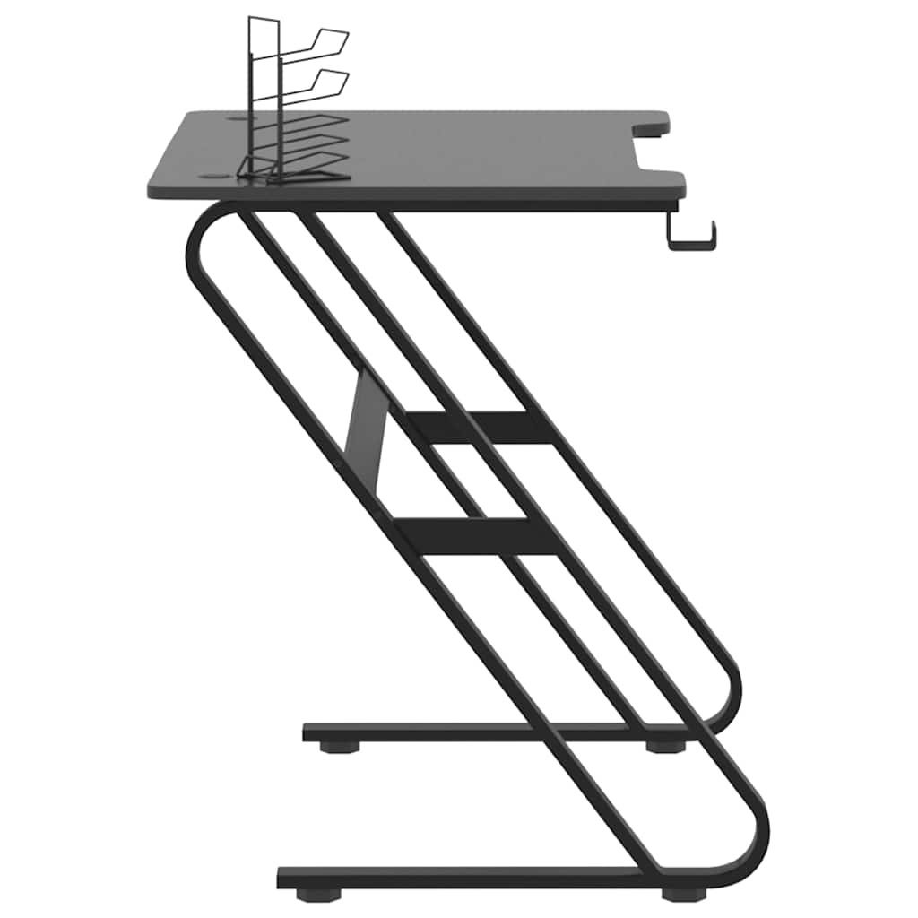 Gaming desk with ZZ-shaped legs, black, 90x60x75cm