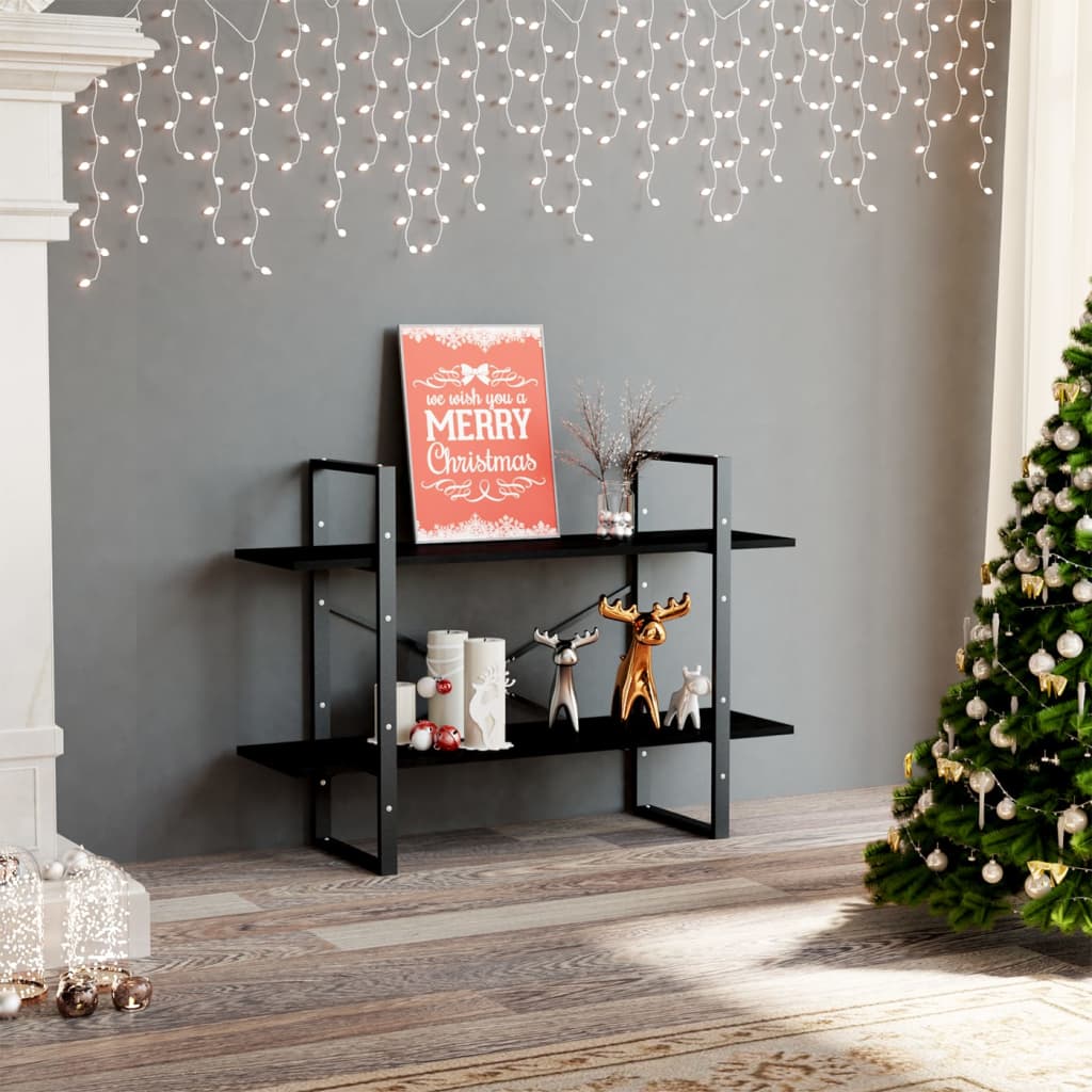 Book cabinet, 2 shelves, black, 100x30x70cm, pine
