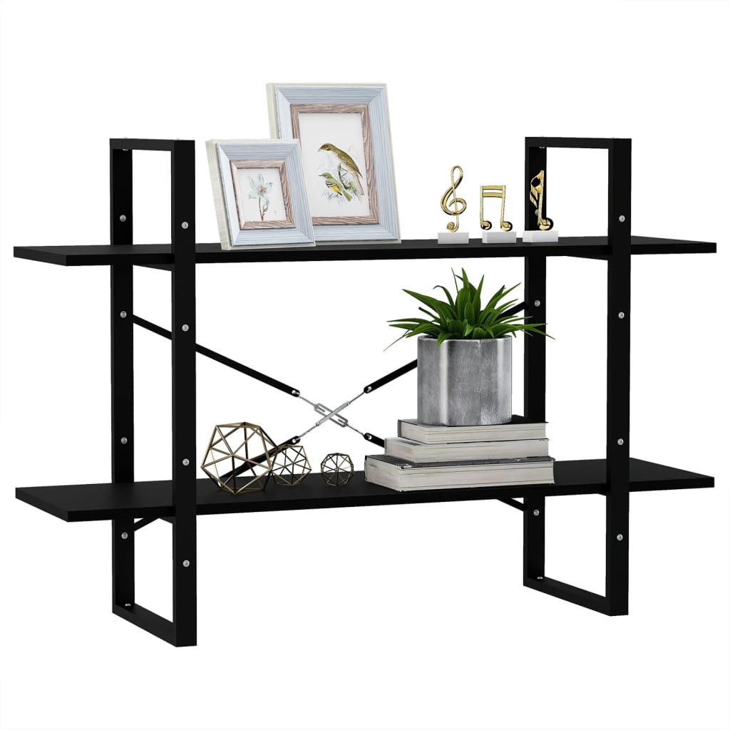 Book cabinet, 2 shelves, black, 100x30x70cm, pine