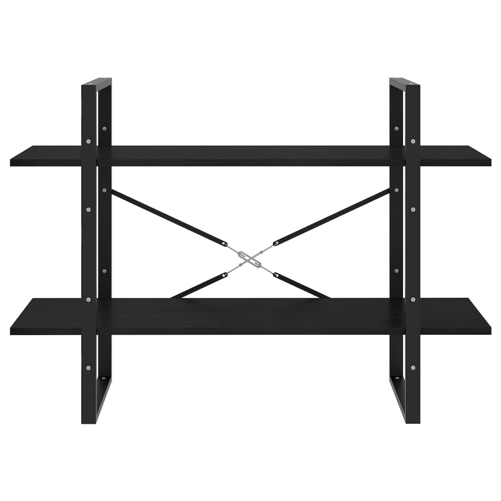 Book cabinet, 2 shelves, black, 100x30x70cm, pine