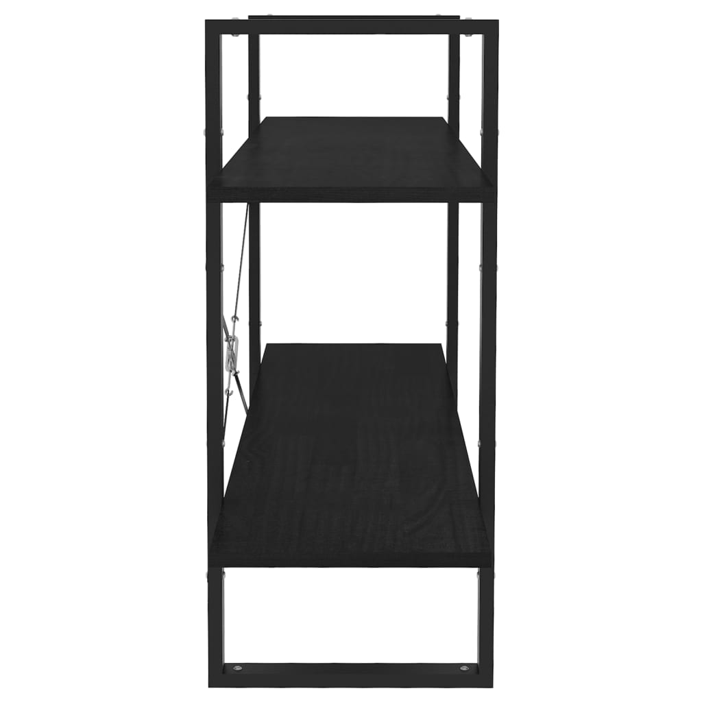 Book cabinet, 2 shelves, black, 100x30x70cm, pine