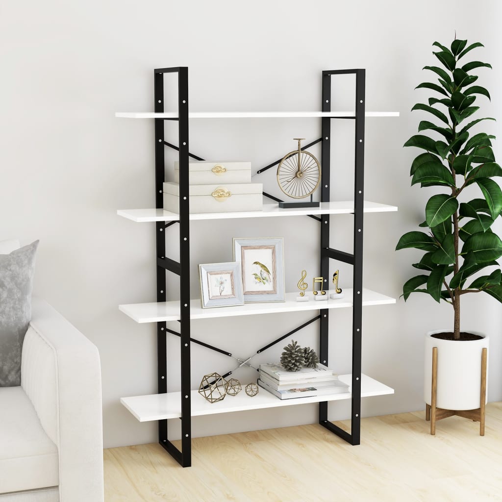 Bookcase, 4-tier, white, 100x30x140cm, wood