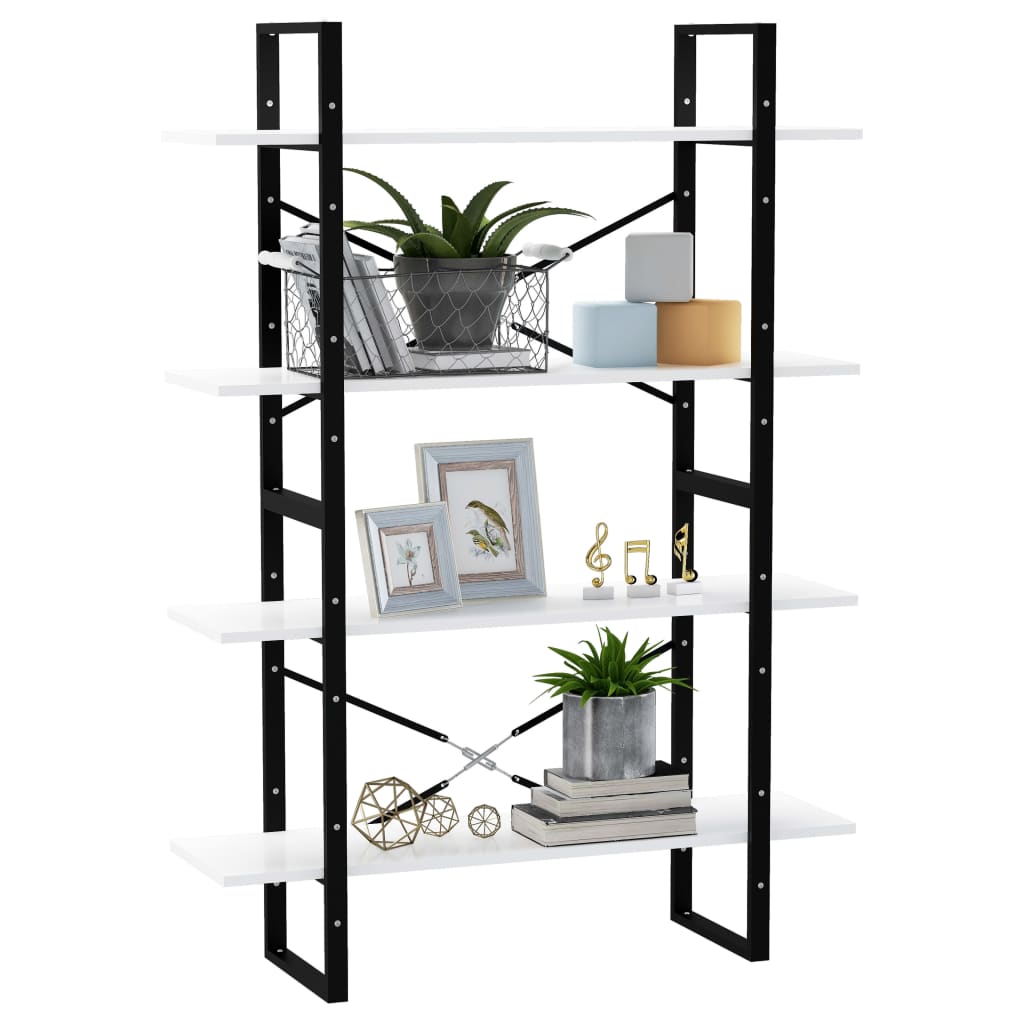 Bookcase, 4-tier, white, 100x30x140cm, wood