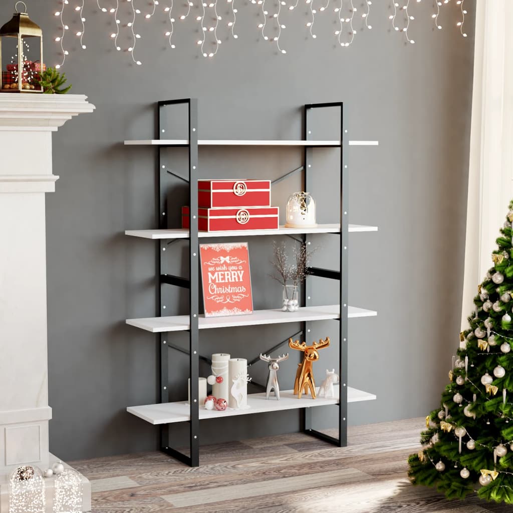 Bookcase, 4-tier, white, 100x30x140cm, wood