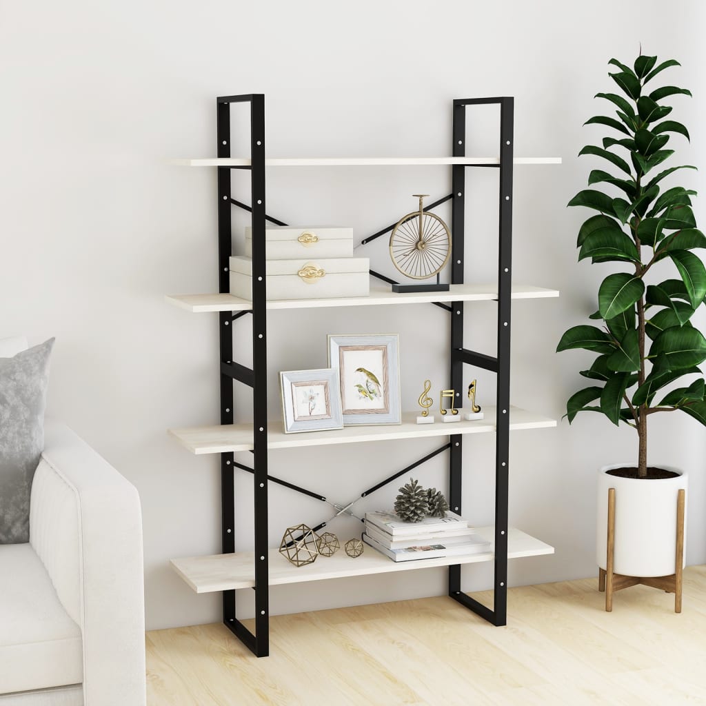 Bookcase, 4 shelves, white, 100x30x140cm, pine