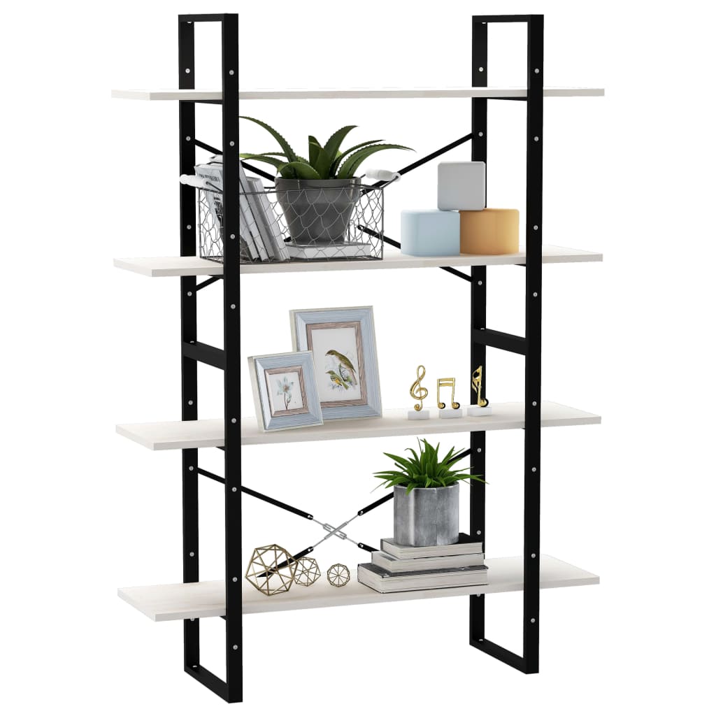 Bookcase, 4 shelves, white, 100x30x140cm, pine