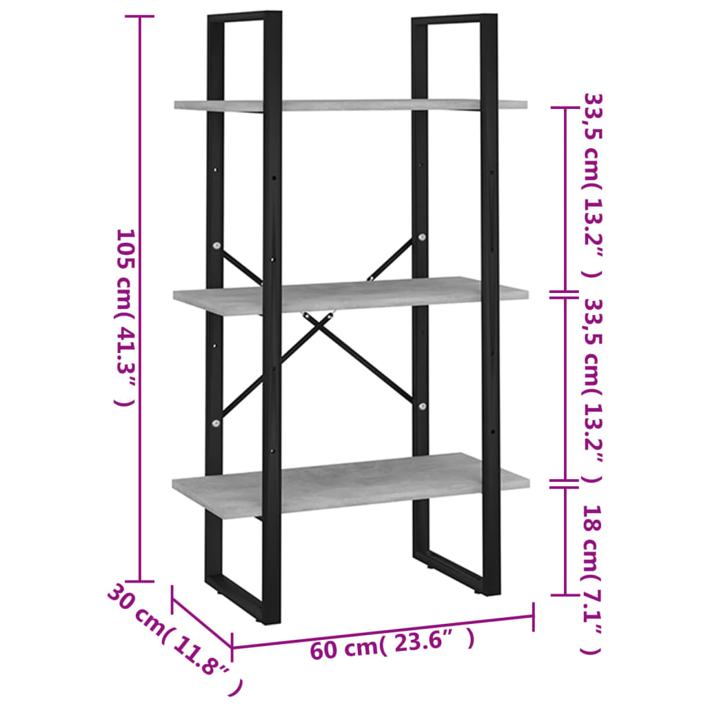 Storage shelf, concrete, 60x30x105cm, treated wood