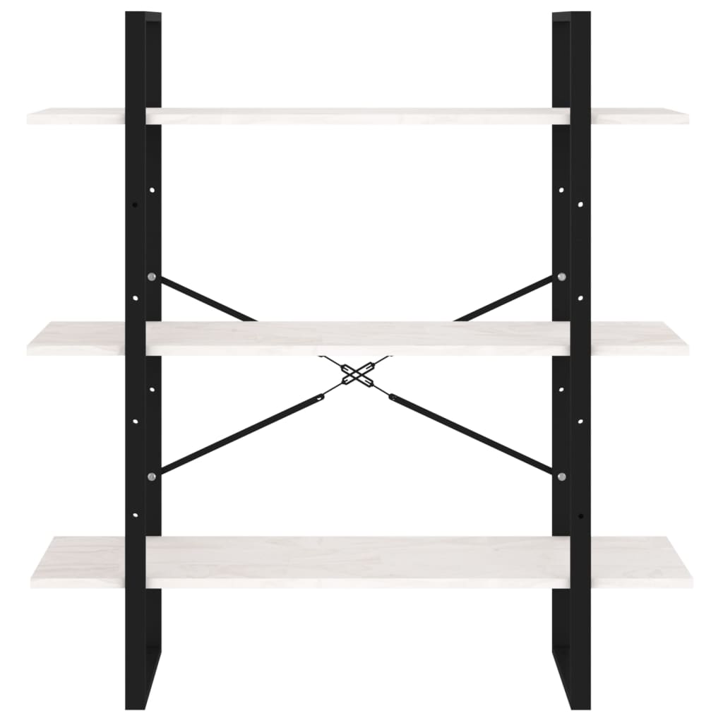 Bookshelf, 3 shelves, white, 100x30x105cm, pine