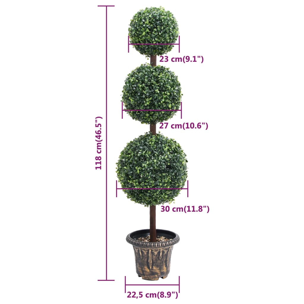 Mākslīgais bukss podā, zaļš, 118cm, bumbas formā