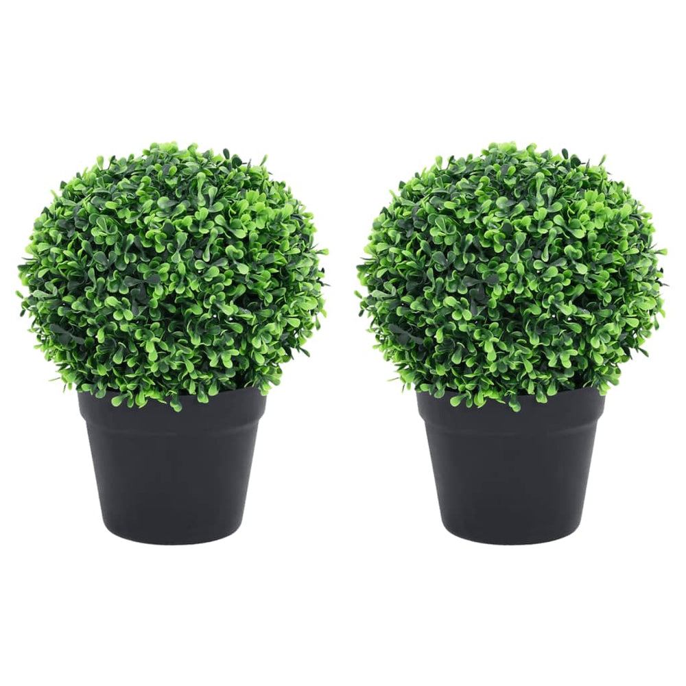 Artificial Boxwood Plants in Pots, 2 pcs, green, 32cm