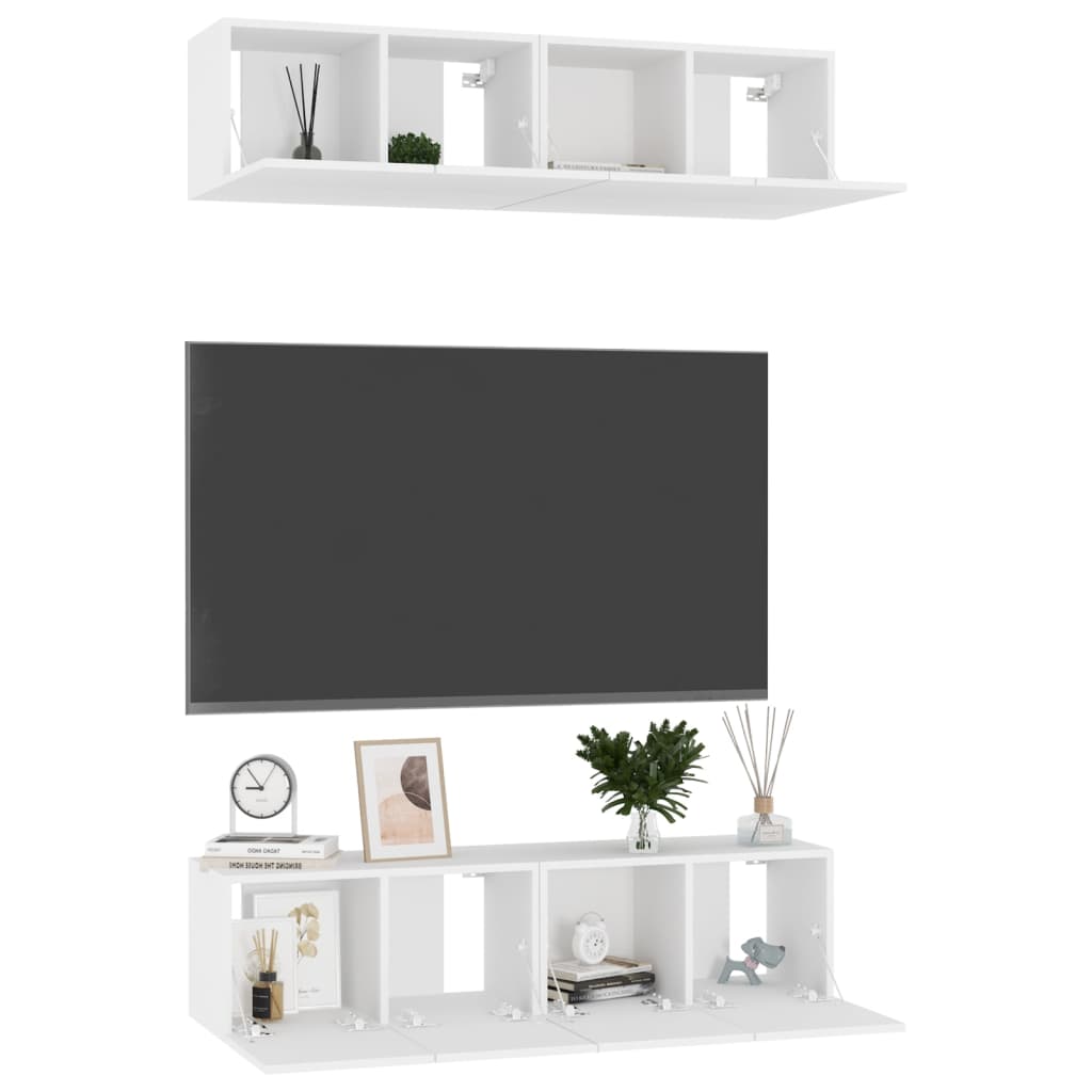 TV cabinets, 4 pcs., white, 60x30x30cm, wood