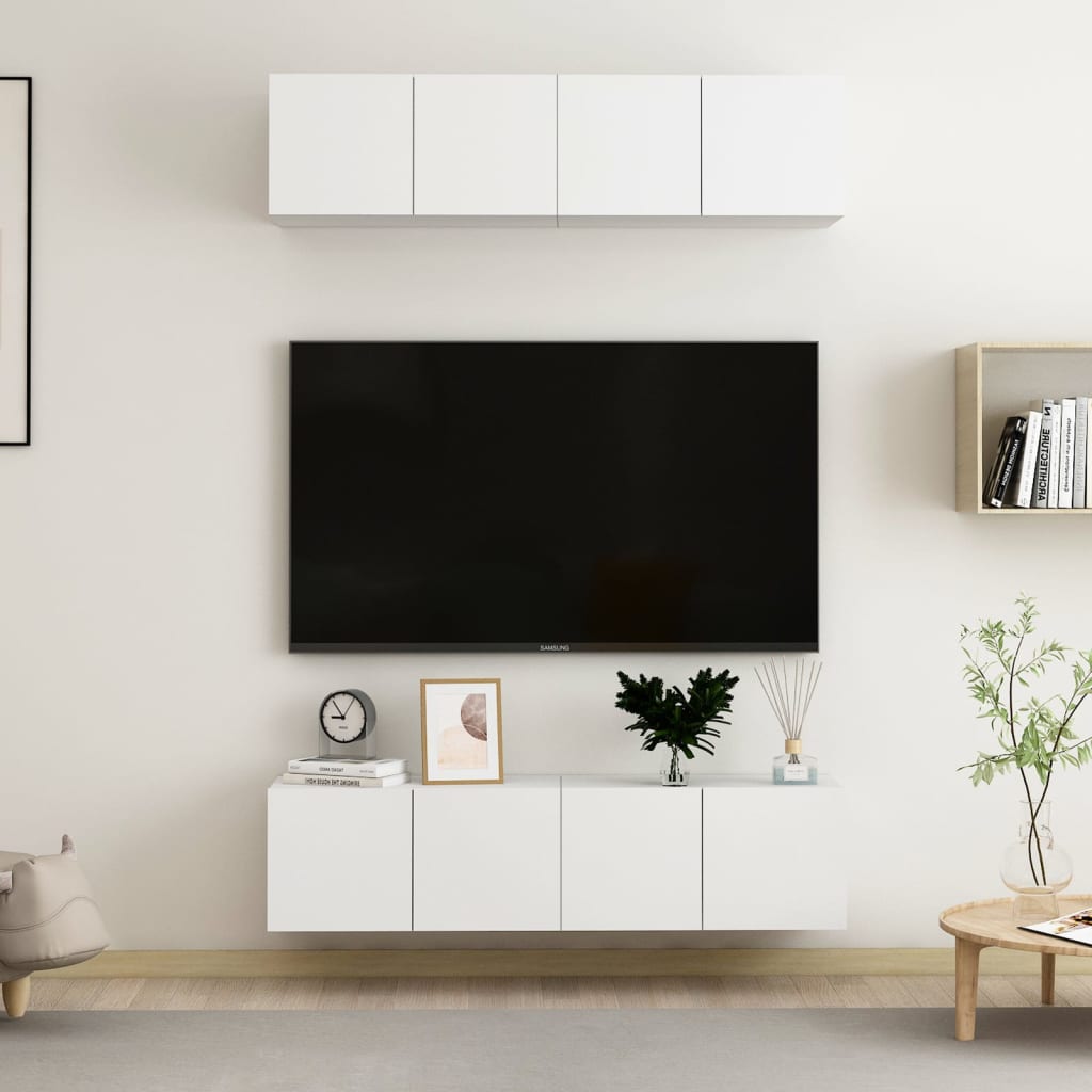 TV cabinets, 4 pcs., white, 60x30x30cm, wood