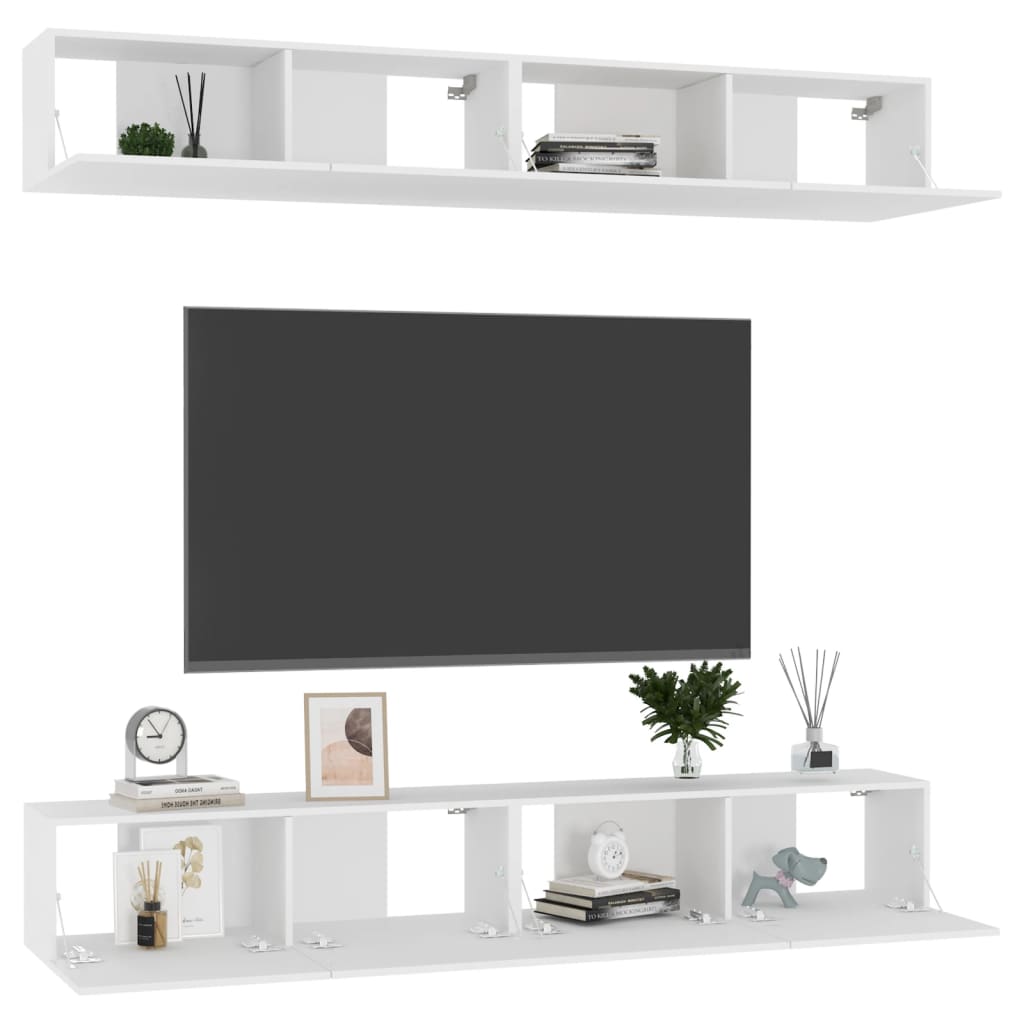 TV skapji, 4 gab., balti, 100x30x30 cm, koksne