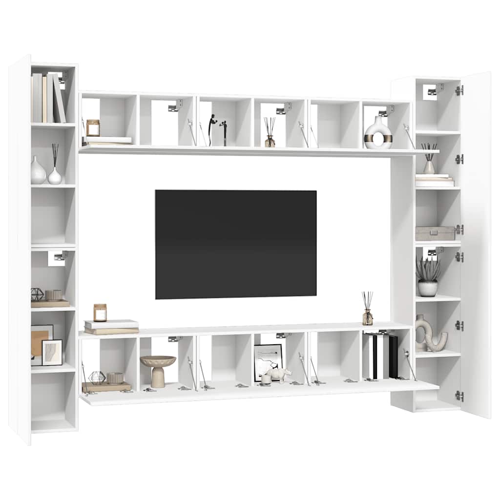 TV cabinet set, 10-piece, white, wood