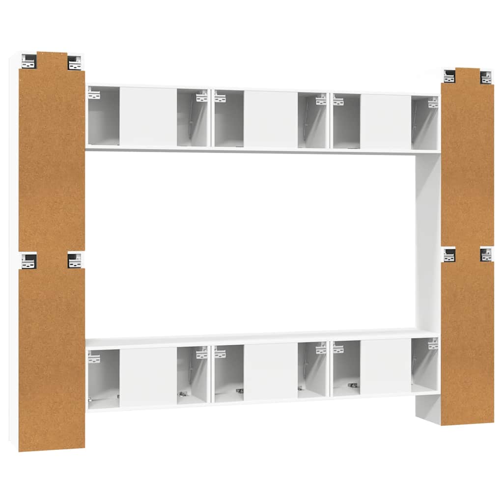 TV cabinet set, 10-piece, white, wood