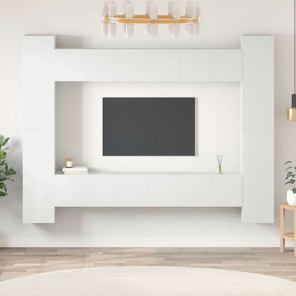 TV cabinet set, 10-piece, white, wood
